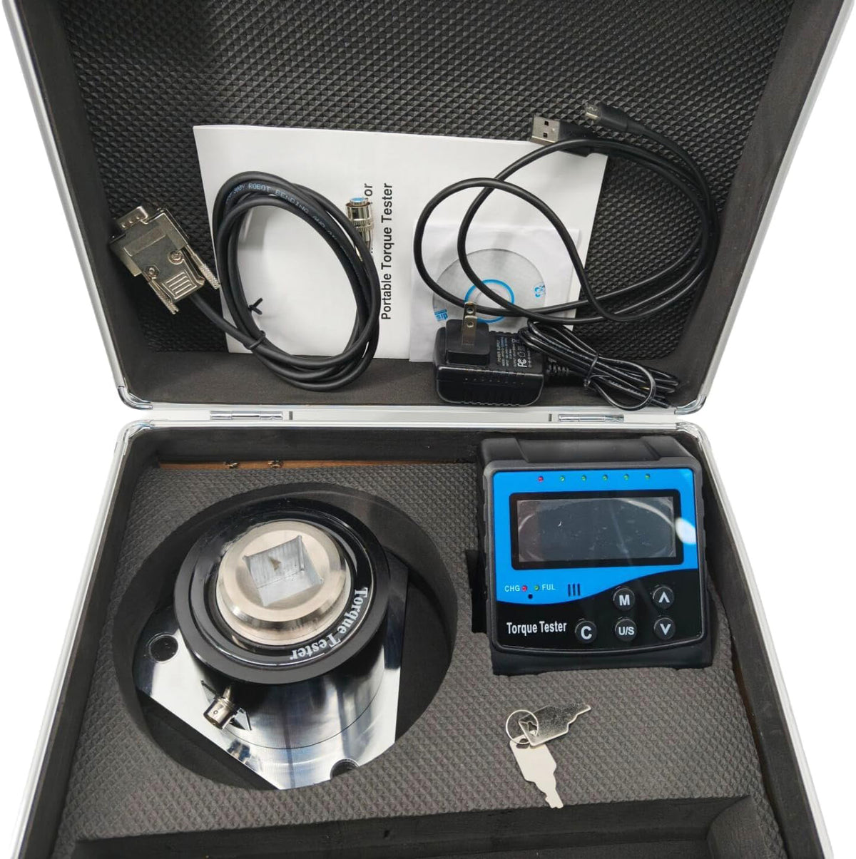 VTSYIQI Torque Sensor Calibration Instrument Torque Wrench Calibration with Connector Size 1/4 Torque Range 0.500 To 5.00 N.m Three Units Nm, Kgf.cm, lbf.in. Output Function USB Line Accuracy ±1% Operation Mode PEAK MODE/TRACK MODE/MAX PEAK MODE
