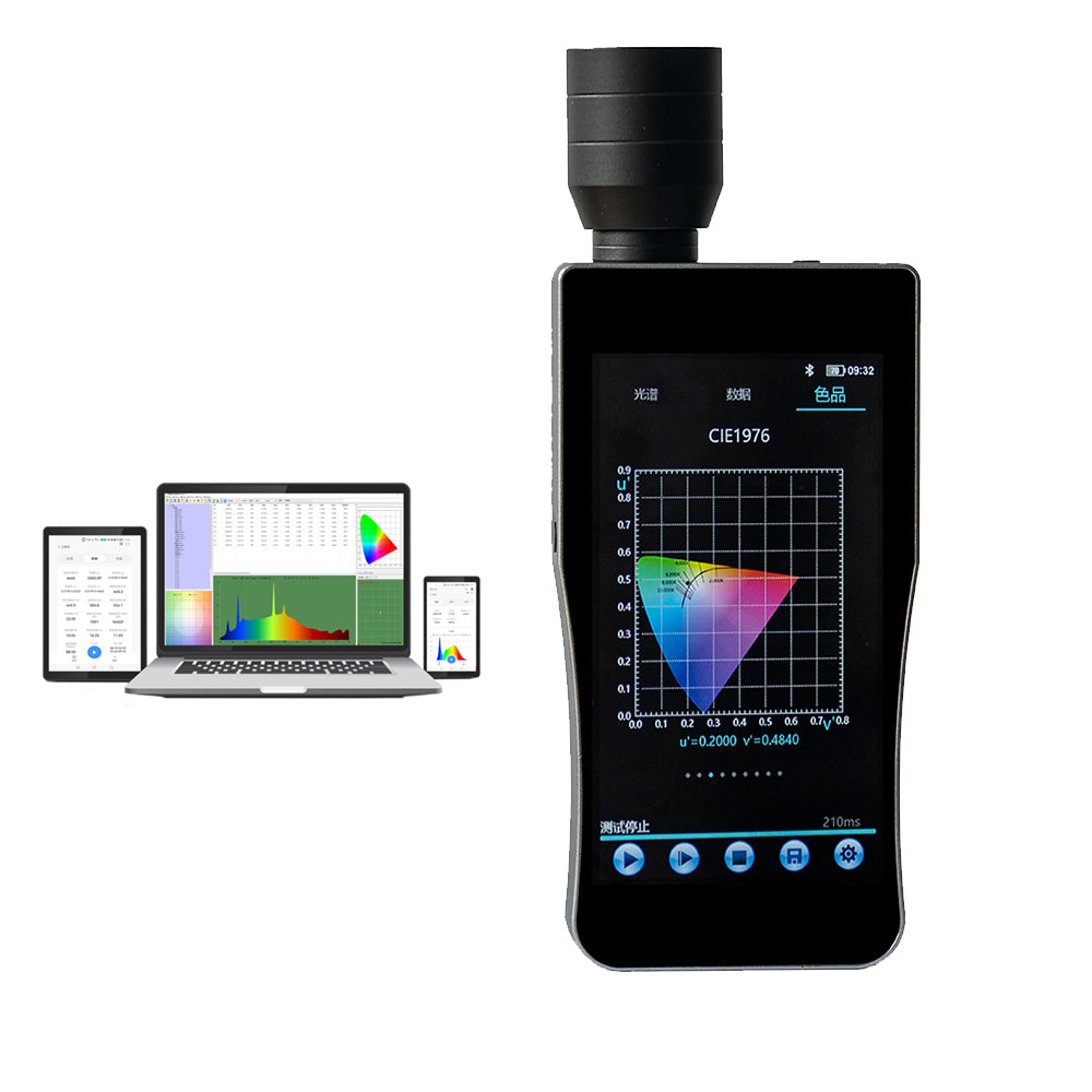VTSYIQI Spectral Color Illuminance Meter Light Spectrum Analyzer with Wavelength Range 380nm～780nm High-Precision CCD Sensor Wavelength Data Output Interval 1nm Illuminance Accuracy Level 1 Touch Screen for Luminance Uniformity Test