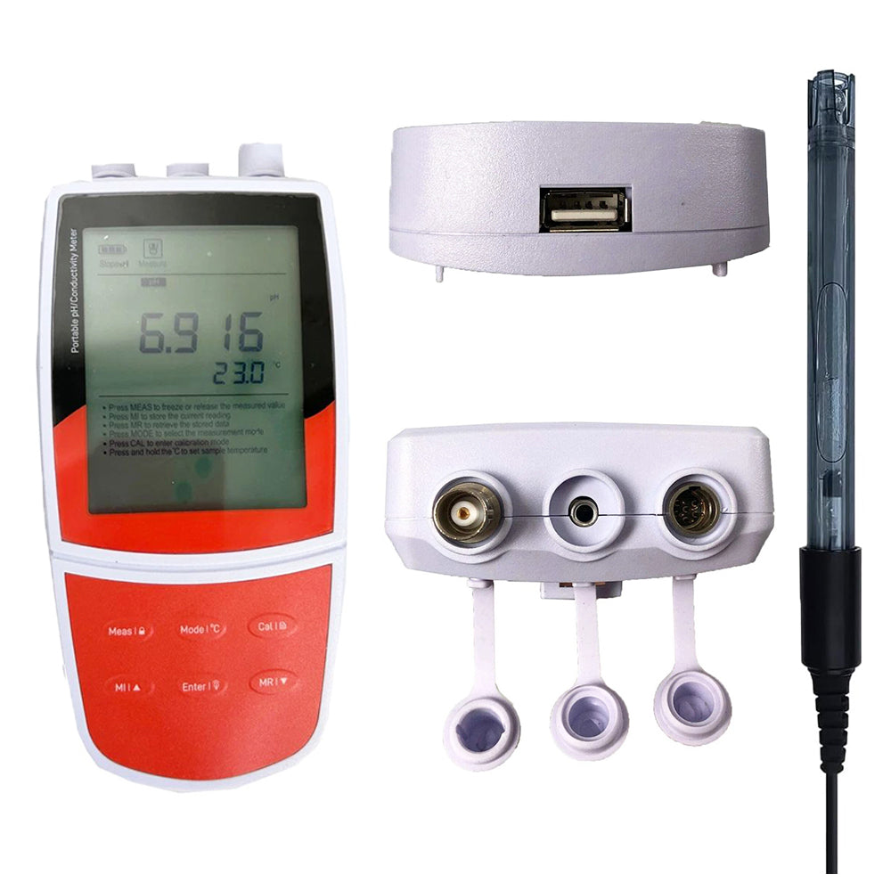 VTSYIQI Portable Multiparameter Water Quality Meter Analyzer with Conductivity Standard Solutions Resistivity Range 0.00 to 20.00 MΩ USB Communication Interface  for Measuring Conductivity TDS Salinity Resistivity DO Temp