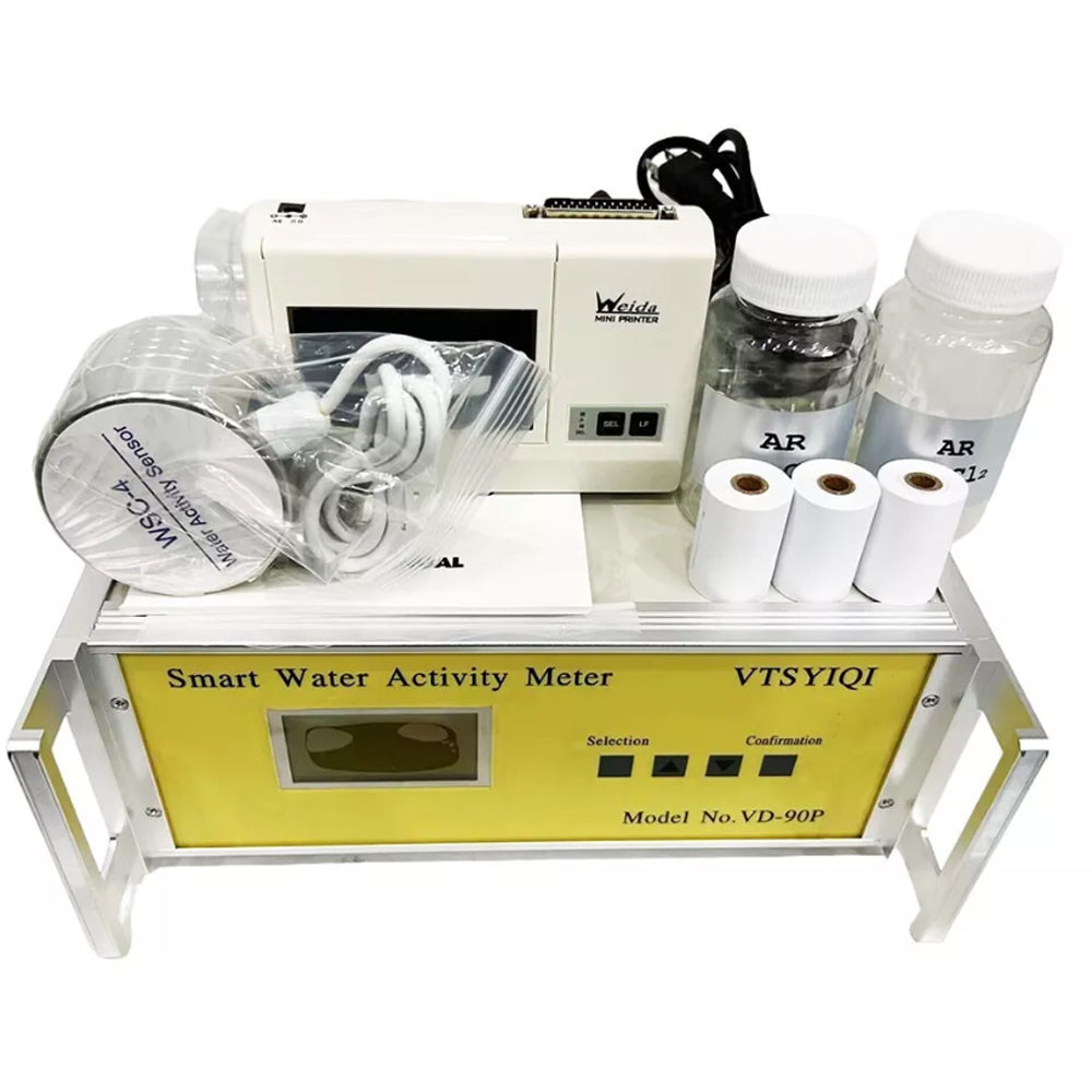 VTSYIQI Benchtop Water Activity Meter Water Activity Analyzer Monitor Instrument with 1 WSC-4 Water Activity Sensor Range 0 to 0.980aw Accuracy ±0.015 Mini Printer Function For Paste Dough