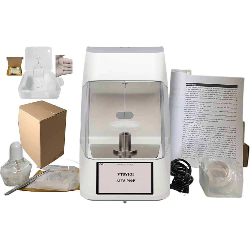 VTSYIQI Interfacial Tensiometer Du Nouy Tensiometer With Range 0 to 1000mN/m Accuracy 0.01mN/m Platinum Loop 4.3 inch Touch Screen