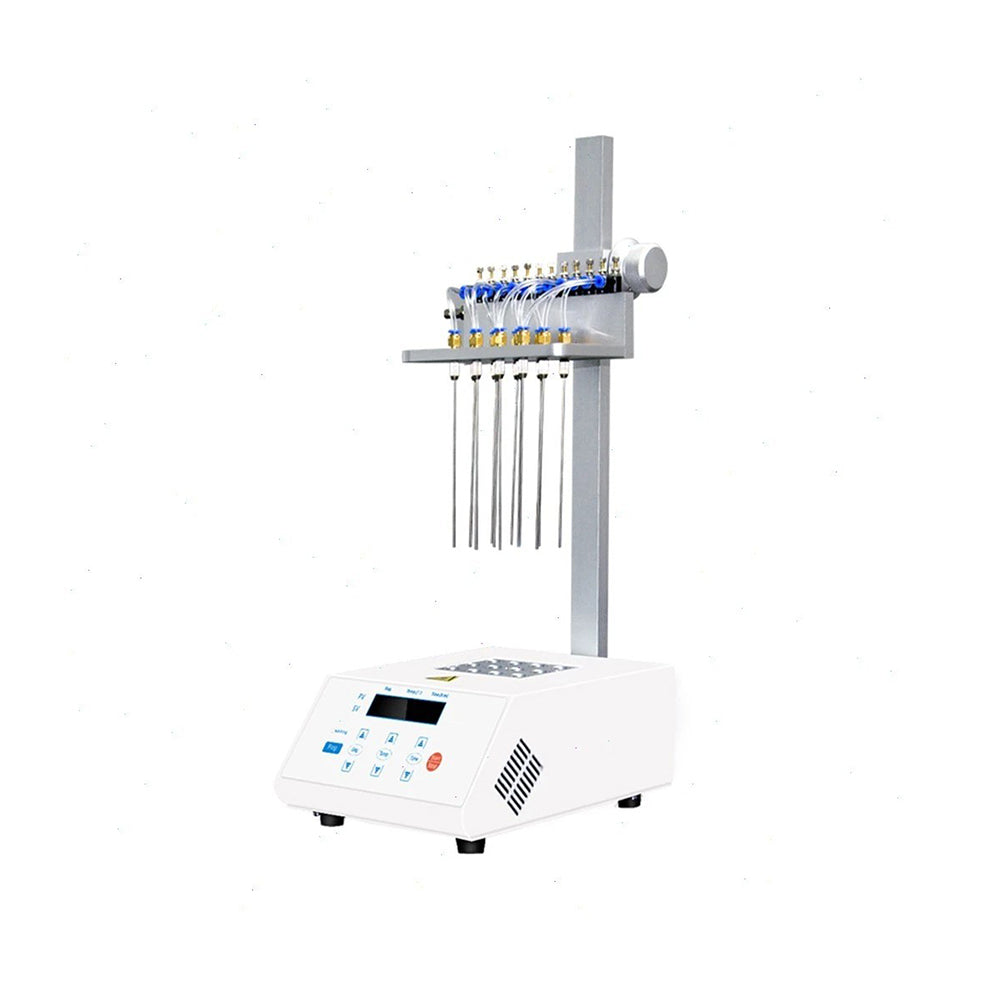 VTSYIQI 24-Position Dry-Block Nitrogen Evaporator Dry Bath Nitrogen Evaporator with Time Setting 0-99h59min Nitrogen Flow 0~15L/min Sample Handling Capacity 2*12 Holes*16.5mm LCD Liquid Crystal Display