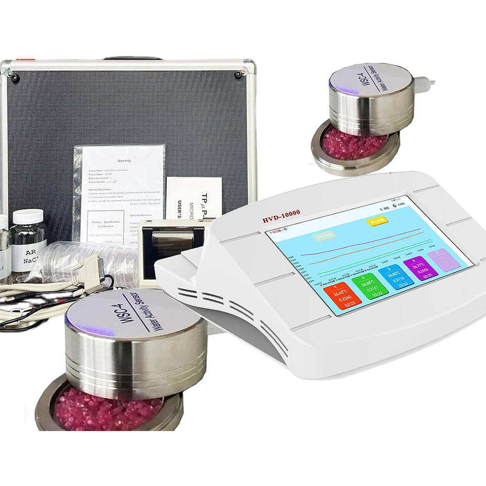 VTSYIQI Digital Water Activity Meter Monitor With 2 WSC-4 Water Activity Sensor 0 to 1.0000aw Repeatability 0.0001aw Accuracy ±0.0100aw Unlimited Storage USB Real Time Print ISO International Standard