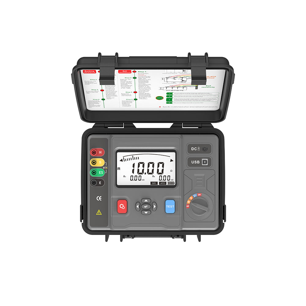 VTSYIQI Digital Soil Resistivity Meter Precision Ground Resistance Tester Meter with Earth Resistance 0.00Ω～200.0kΩ Soil Resistivity 0.00Ωm～9999kΩm USB Interface Maximum 500 Groups Data Storage