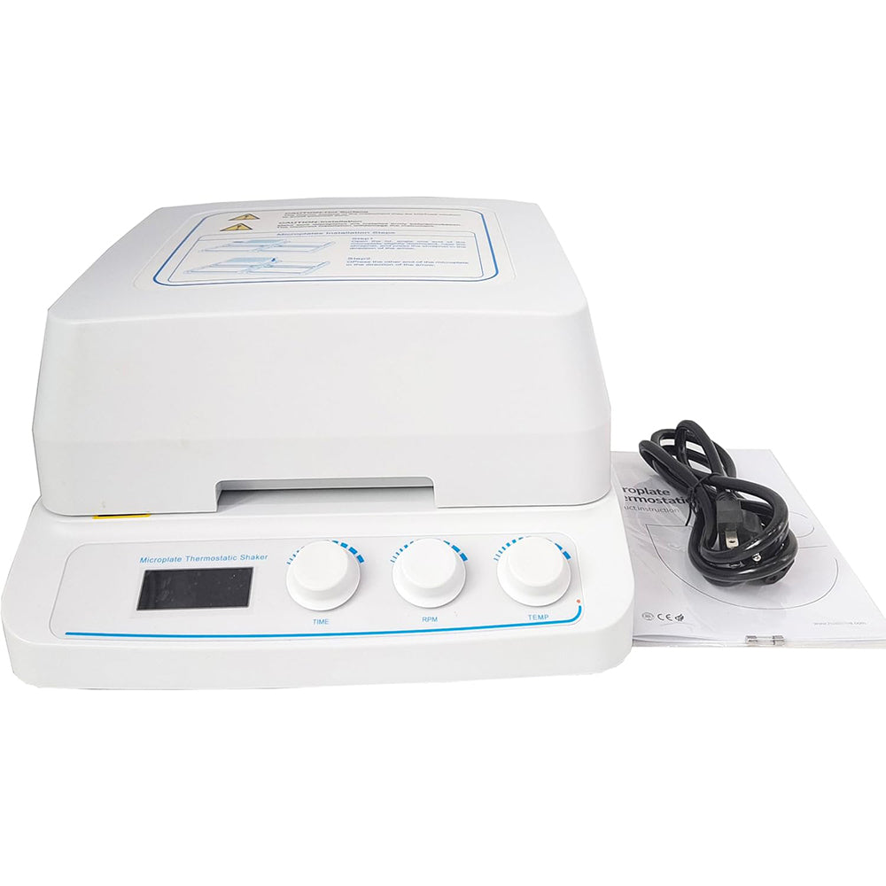 VTSYIQI Microplate Thermostatic Shaker Microplate Thermo Incubator with Temperature Control Accuracy ≤±0.5°C Speed Range 100 to 1600rpm Capacity 4 Enzyme Plates or Deep Well Plates Electric Heating Film Mode