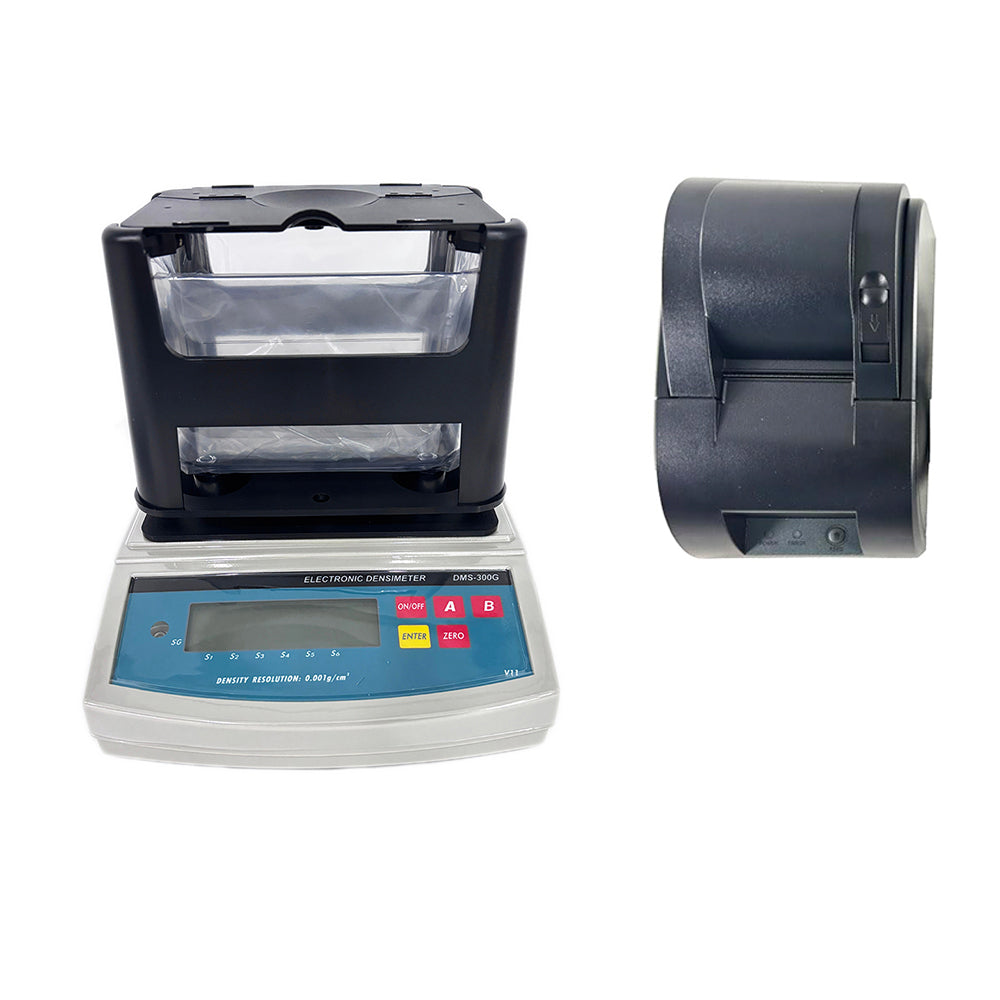VTSYIQI Solid Density Meter Solid Density Measurement with Printer Density Resolution 0.001g/cm3 Max Weight 300g for Plastic Particle Film Floating Seal Ring Rubber Calcium Carbonate Powder