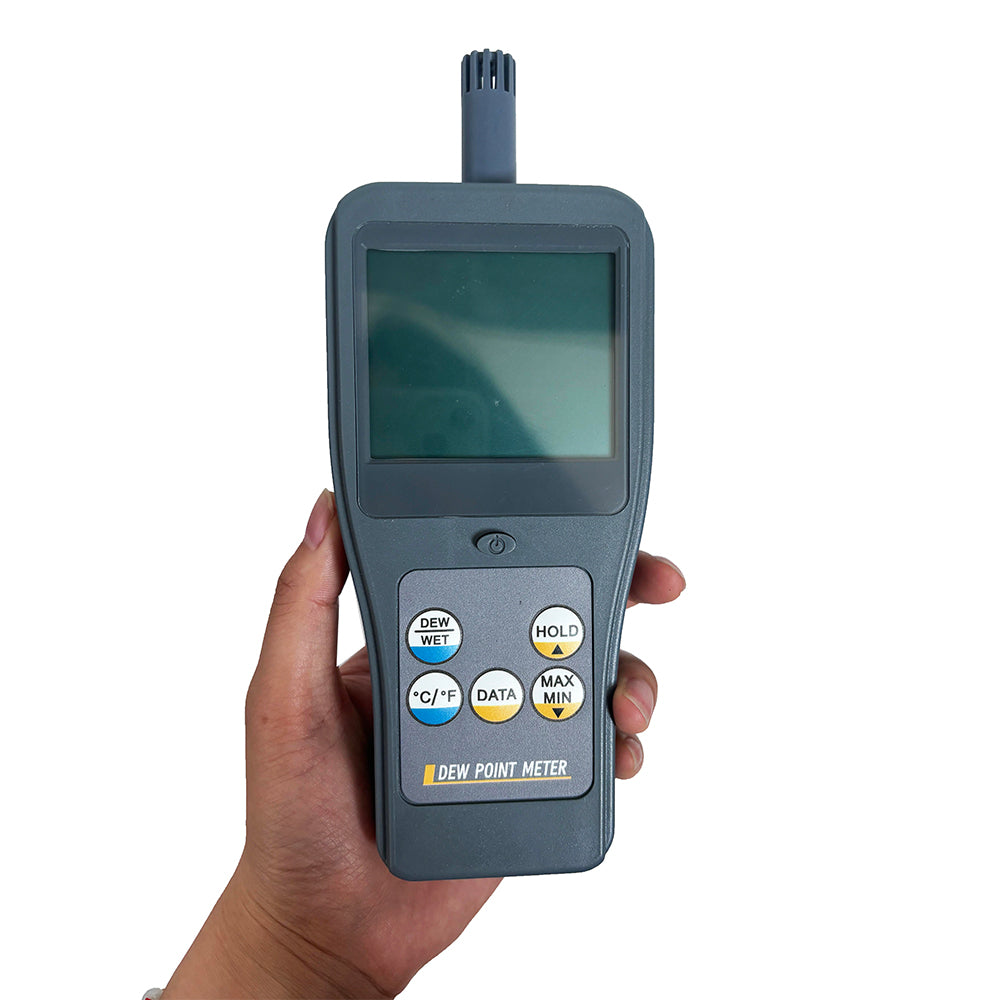 VTSYIQI Portable Dew Point Meter DewPoint Analyzer with 99 Groups Data Storage High Resolution 0.01 LCD Display for Ambient Temperature Relative Humidity Dew Point Temperature Wet Bulb Temperature
