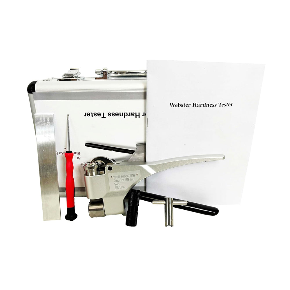 VTSYIQI Webster Aluminium Hardness Tester Webster Hardness Meter with  Hardness Range 25-110HRE,58-131HRV Measuring Scope 0-20HW Accuracy 0.5HW Thickness 0.6-13mm Inner Diameter>10mm