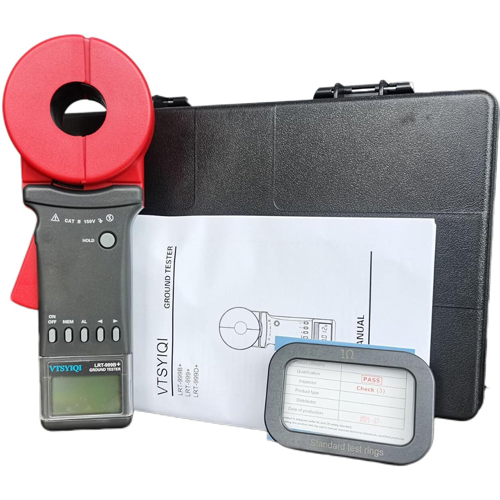 VTSYIQI Ground Resistance Tester Ground Resistance Meter with Clamp Jaw Size Φ32mm Resistance Range 0.010Ω~200Ω Resistance Resolution 0.001Ω Data Storage 99 Groups for Earth Resistance Measurement Loop Resistance Measurement