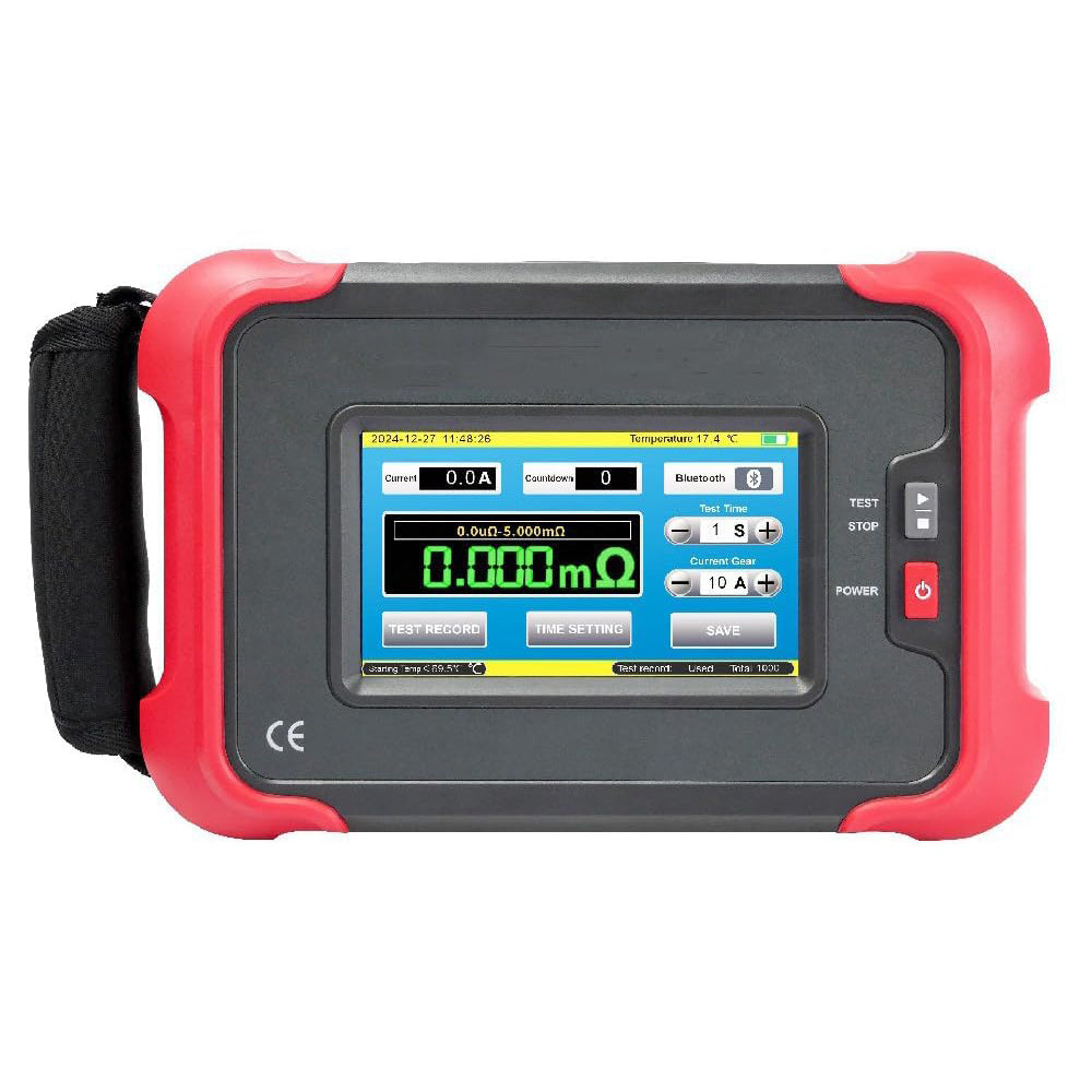 VTSYIQI Contact Resistance Tester Handheld Contract Loop Resistance Tester with Measurement Range 0.0uΩ~10.000mΩ DC Test Current 50A 100A 2 Gear Test Time Fast 10s 20s 30s 40s 50s 60s 1000 Groups Data Storage USB Interface