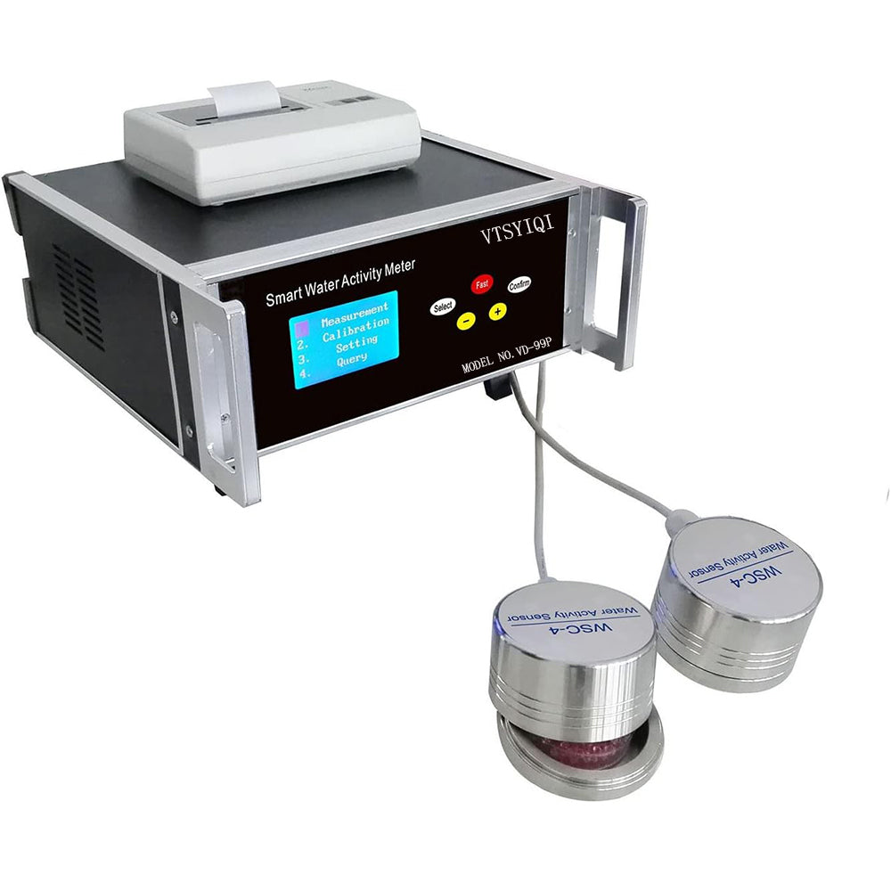 VTSYIQI Multi-Channels Water Activity Meter Bentchtop Water Activity Tester with Measuring Range Temperature -10℃～50℃ Water Activity 0～1.000aw Free Printer 2 High Precision WSC-4 Sensor USB And RS232 Interface for Dough Paste