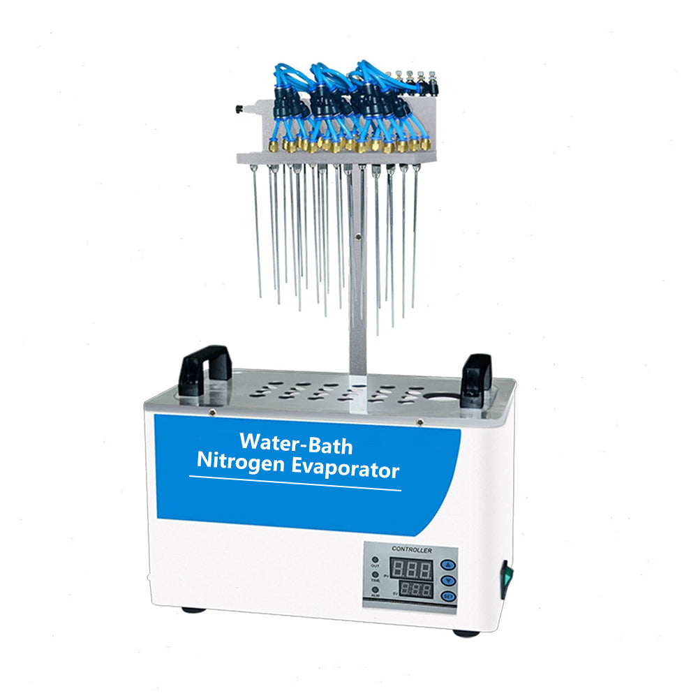 VTSYIQI 48-Hole Water Bath Nitrogen Evaporator Nitrogen Sample Concentrator with Sample Quantity 48 Control Temperature Accuracy ±1℃ Test Tube Aperture 16.5mm Standard Heating Module Test Tube Rack