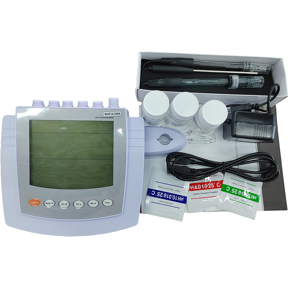 VTSYIQI Multi Parameter Water Quality Analyzer Water Quality Meter with Conductivity Standard Solutions Range 0 to 20.00,200.0,2000 µS/cm,20.00,200.0 mS/cm Accuracy ±0.5% F.S. for Measuring pH mV Conductivity TDS Temp