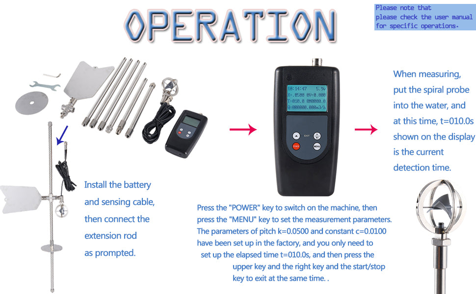 Velocity Measuring Instruments Lab VTSYIQI Water Flow Rate Meter Water Velocity Measurement Instruments w