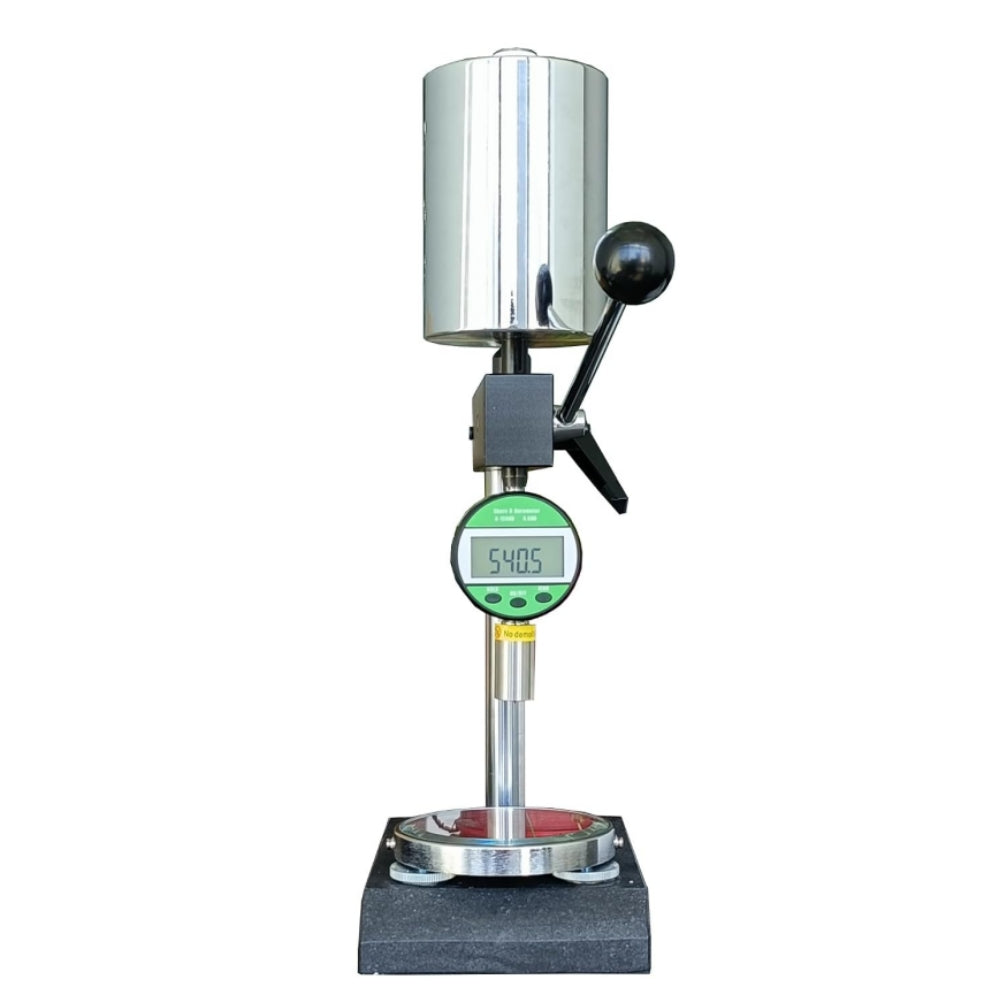 VTSYIQI Shore Hardness Test Stand with Shore D Durometer Shore D Hardness Tester with Measuring Value 0~100HD Needle Stroke 2.5mm Needle Head Size SR0.1mm Recommended Range of Measurement 20~90HD