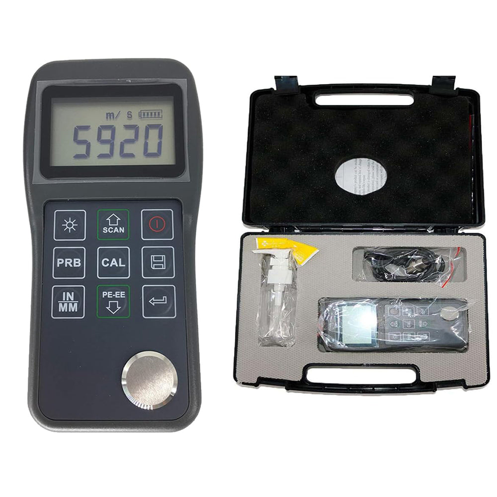 VTSYIQI Through Coating Ultrasonic Thickness Gauge Ultrasonic Metal Thickness Gauge with USB Communication Port Range 0.65-600mm (P-E) 3-30mm (E-E) Accuracy ±（0.5% Thickness+0.01）mm Zero Calibration and Two Point Calibration
