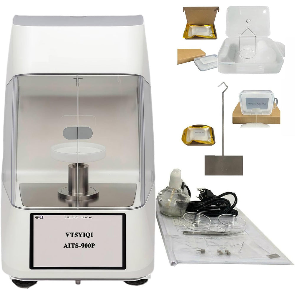 VTSYIQI Surface Tension Tester Automatic Surface Tensiometer with Platinum Plate Method Platinum Ring Method Accuracy 0.01mN/m Test Range 0-1000mN/m Built-in Memory Real-time Measurement Curve