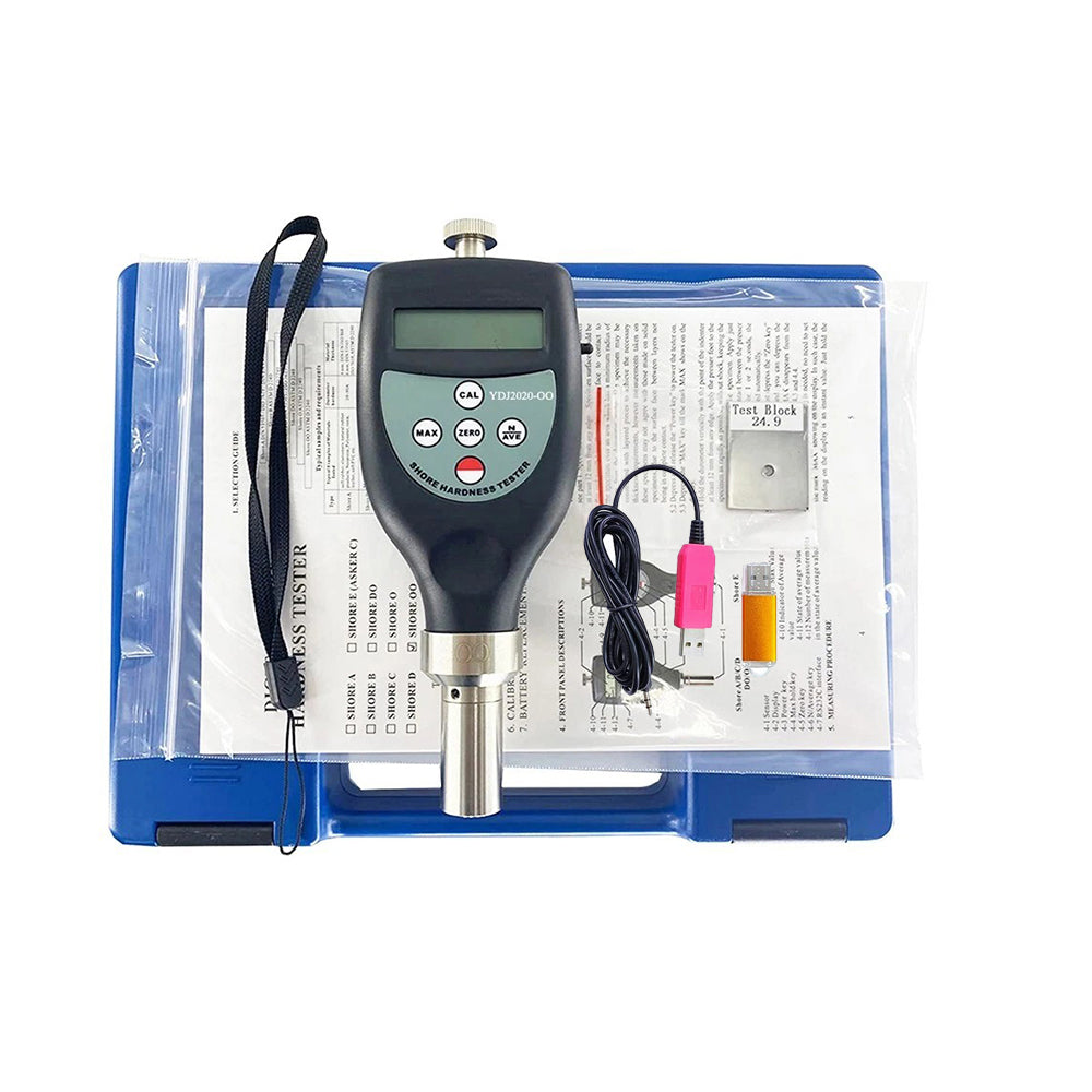 VTSYIQI Digital Shore OO Hardness Tester Soft Rubber Hardness Tester with USB Data Cable and Software Measurement Range 10HOO~90HOO Resolution 0.1H for Soft Elastic Materials Shore Soft Rubber Hardness Test