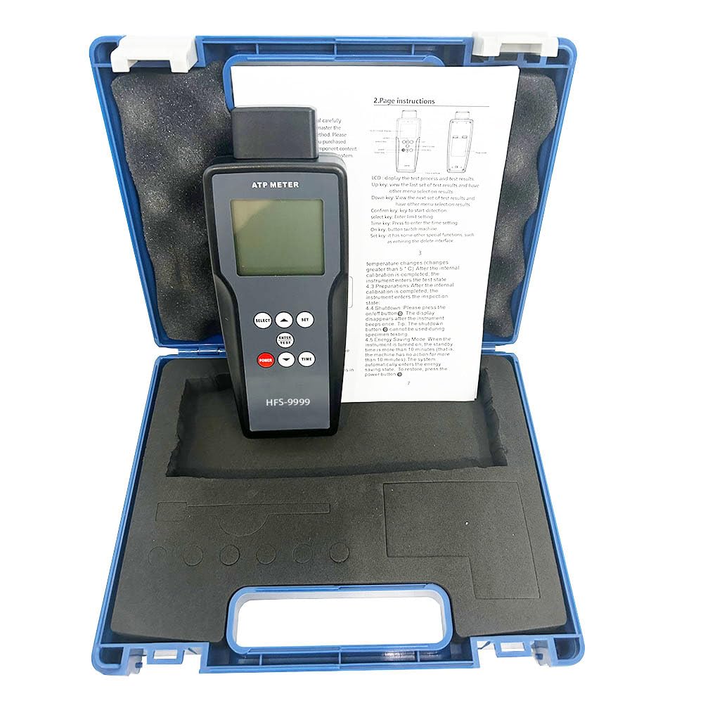 VTSYIQI Digital Fluorescence Detector Luminometer Tester with 0-9999 RLU Range Precision 4X10-18 MOL ATP Tests Food Surfaces Medical Devices Public Facilities in Clinics Schools Malls