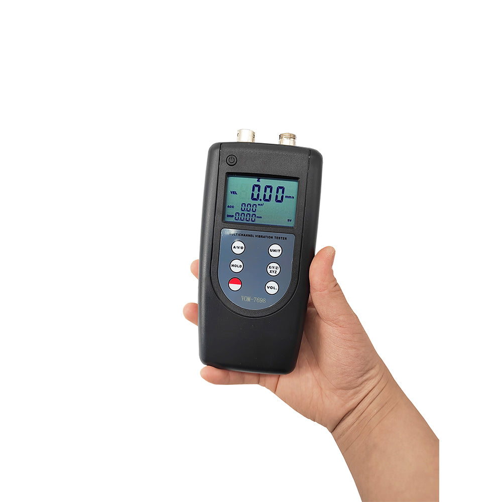 VTSYIQI Double Channel Vibration Meter Vibrometer Handheld Vibration Tester with Frequency Range Acceleration 10Hz~10kHz 2 Piezoelectric Transducers for Measuring Periodic Motion to Check the Imbalance and Deflecting of Moving Machinery
