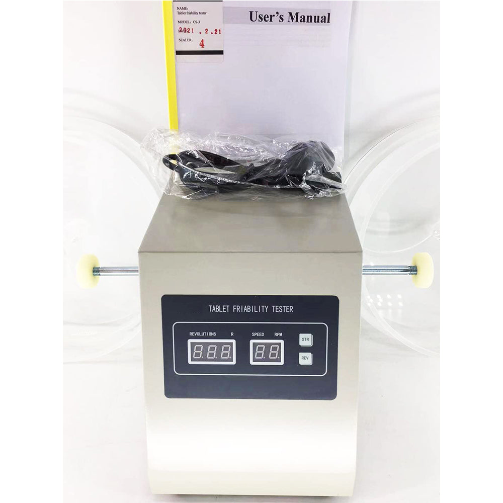 VTSYIQI Friability Tester Tablet Friability Test Equipment with 2 Turntable Cylinders Range of Turning Circles 10-900 Circles Automatic Detection Automatic Diagnosis Rotation Speed Range 25rpm