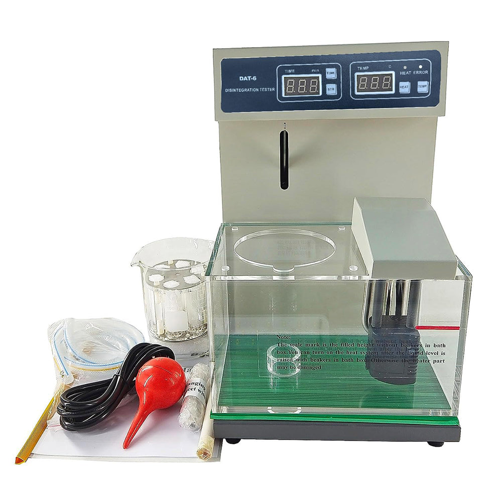 VTSYIQI Disintegration Tester Tablet Disintegration Apparatus with 1 Number of Lifting Baskets 6 Number of Hanging Basket Glass Tubes Return Frequency of Basket 30-32 Times/min Basket Travel 55±1mm