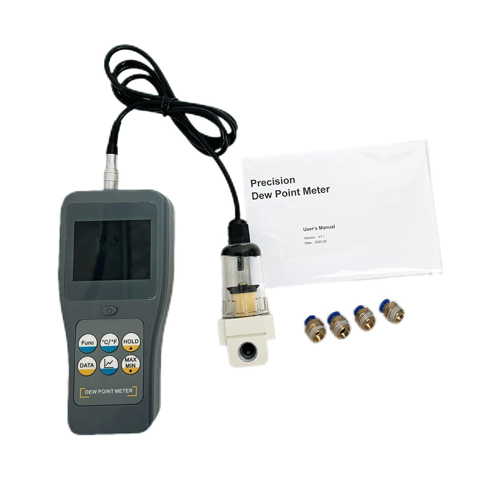 VTSYIQI Split High-Precision Dew Point Meter with Resolution 0.01 10 Measurement Parameters Saturated Vapor Pressure, Vapor Pressure, Mixing Ratio, Specific Enthalpy Etc Color LCD Display 99 Groups Data Storage