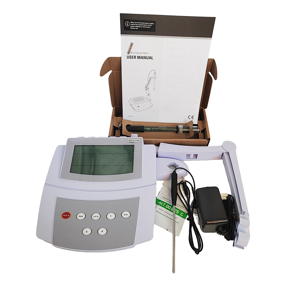 VTSYIQI Digital Benchtop pH Meter Labrorary pH/mV Analyzer with Range -1.00 to 15.00 pH Accuracy ±0.01 pH Range -1999 to 1999 mV Resolution 1 mV Automatic Electrode Diagnosis Backlit LCD Display Auto-read Function