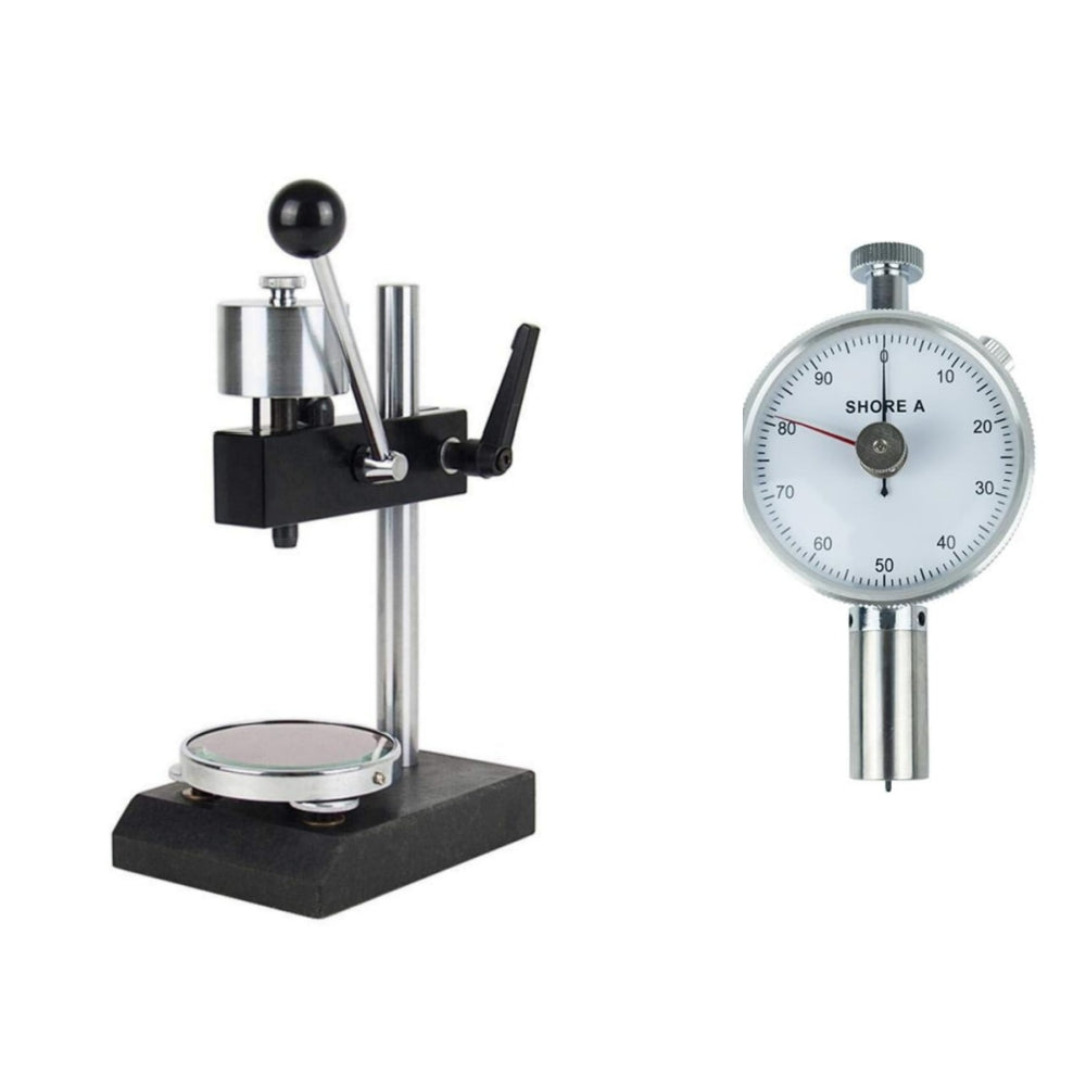 VTSYIQI Shore A Durometer with Shore Hardness Test Stand with Dial Value 0-100HA Recommended Range of Measurement 10-90HA  Needle Head Size Ф 0.79 mm Pressure Needle Stroke 2.5 mm