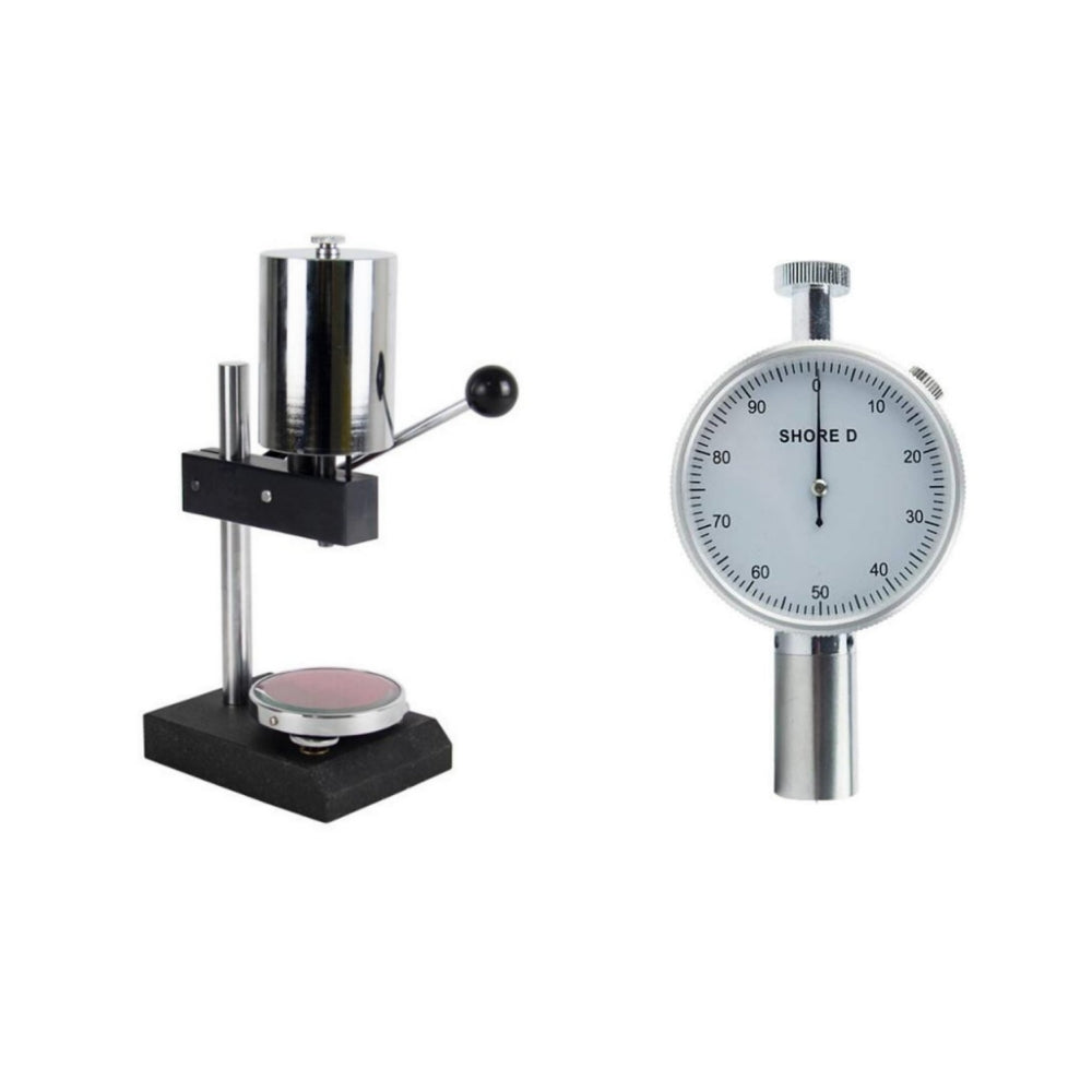 VTSYIQI Shore Hardness Test Stand Hardness Test Stand with Shore D Durometer Single Needle with Needle Head Size SR0.1 mm Dial Value 0～100HD Needle Stroke 2.5 mm Recommended Range of Measurements 20～90HD