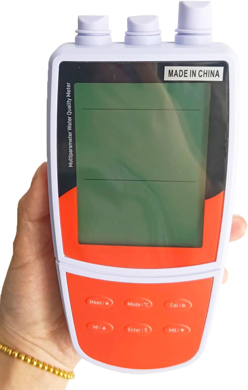 VTSYIQI Multi Parameter Water Quality Meter Analyzer Tester with Conductivity Standard Solutions Resolution 0.001/0.01/0.1pH Selectable Accuracy ±0.2 mV Auto-Read Function Stores Up to 500 Data Sets for Measuring pH ORP DO Temp
