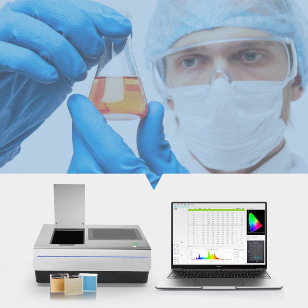 VTSYIQI Benchtop Liquid Colorimeter Lab Liquid Colorimeter with Standard Deviation within 0.05% Colorimetric Values ΔE*ab within 0.015 Transmittance measurement range 0~200% Sensor Silicon Photodiode Array (Double Row 40 Groups)