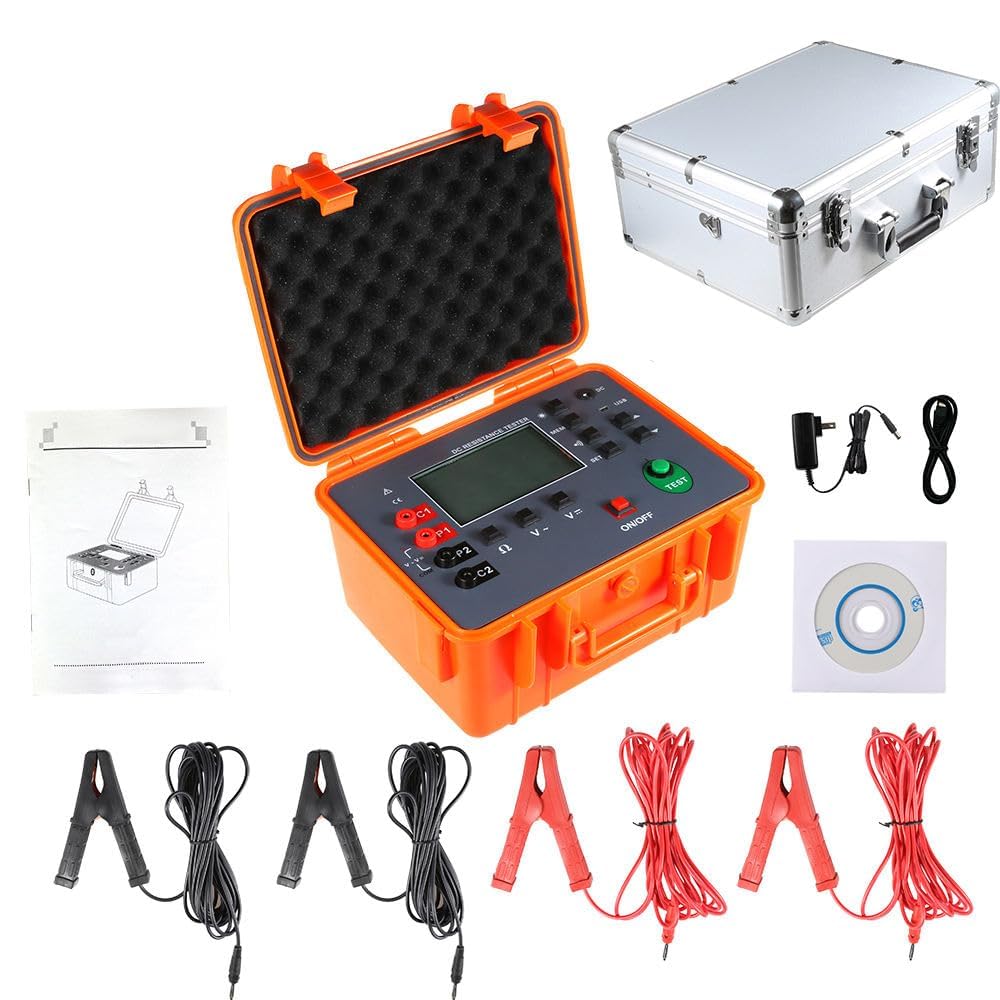 VTSYIQI Digital Isopotential Resistance Tester DC Earth Resistance Tester with  Test Current ≥1A DC Resistance Range 0.0001Ω～30.00KΩ DC Voltage Range 0.0V～1000V AC Voltage Range 0.0V～750V IEC61010-1 Standard Four Wire Test Method