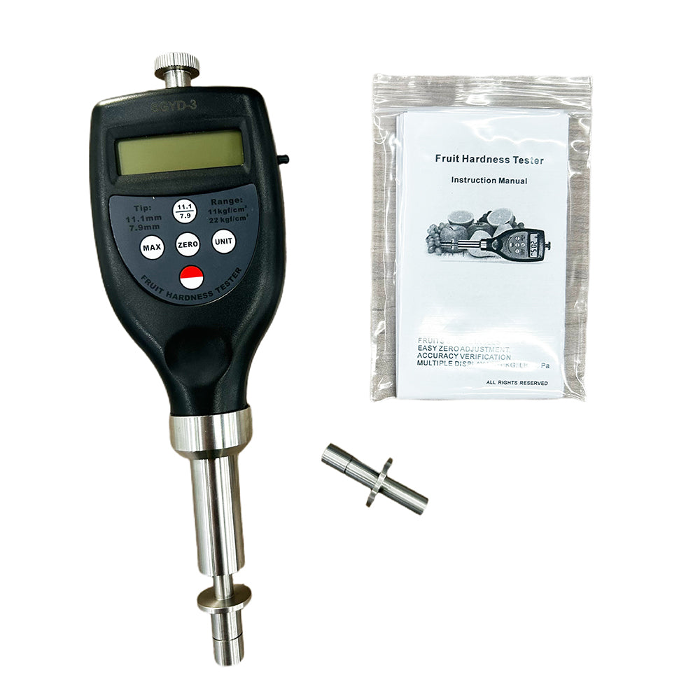 VTSYIQI Digital Fruit Hardness Tester Fruit Firmness Meter Durometer Fruit Penetrometer Sclerometer for Testing Larger Fruit Firm Hard Fruit with Two Tip Diameter 7.9mm and 11.1mm
