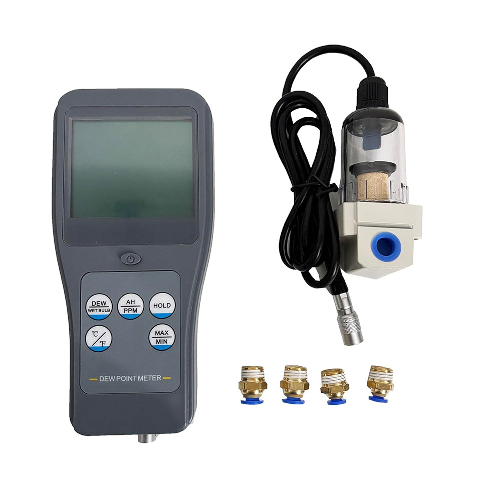 VTSYIQI Digital Dew Point Meter Dewpoint Analyzer with Test Parameters Ambient Temperature Dew Point Wet Bulb Relative Humidity Absolute Humidity PPM Measurement for Measuring Temperature and Humidity in a Variety of Complex Environments