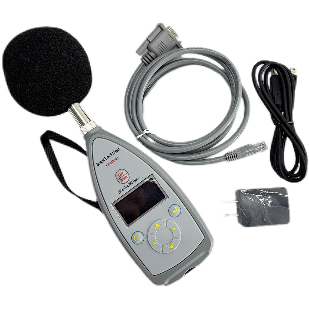 VTSYIQI Class 1 Decibel Meter Integrating Sound Level Meter Digital Noise Level Meter Measurement with Frequency Weighting A C Z 10 Hz-20 kHz 25dB(A)-140dB(A) 8000 Groups Data Storage AC DC USB RS232
