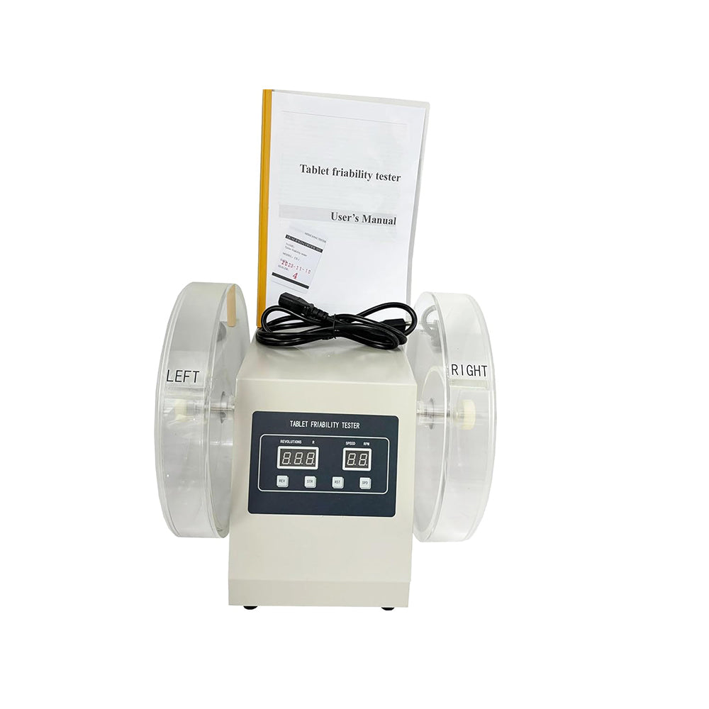 VTSYIQI Friability Tester Tablet Brittleness Tester with Range of Turning Circles 10-900 Circles Rotation Speed Rang 20-90rpm Inner Diameter of Turntable Cylinder Φ286mm Drug Drop Height 156MM