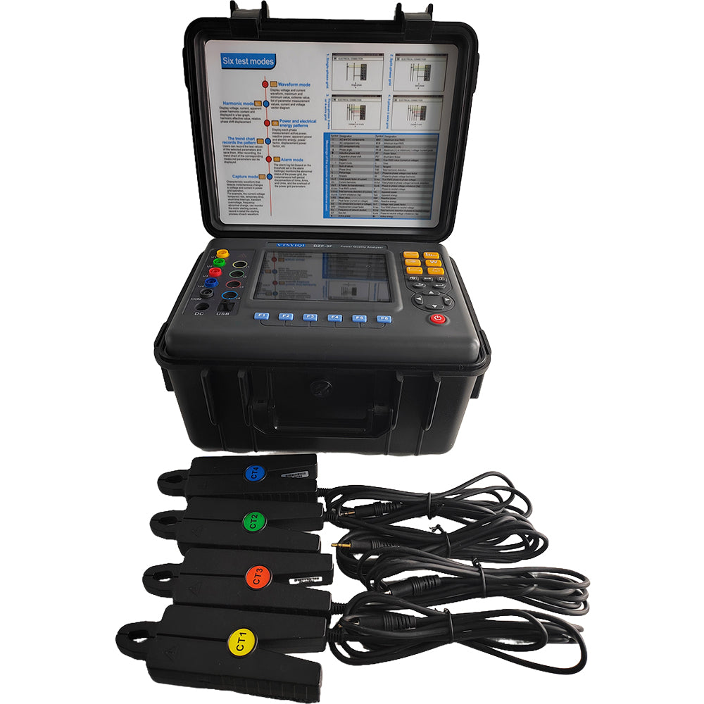 VTSYIQI Power Quality Analyzer Three-Phase Power Quality Analyzer 3 Phase Power Quality Monitor Energy Quality Analyzer with Small Sharp Current Clamp 8mm×15mm Current Clamp 10mA-10.0A