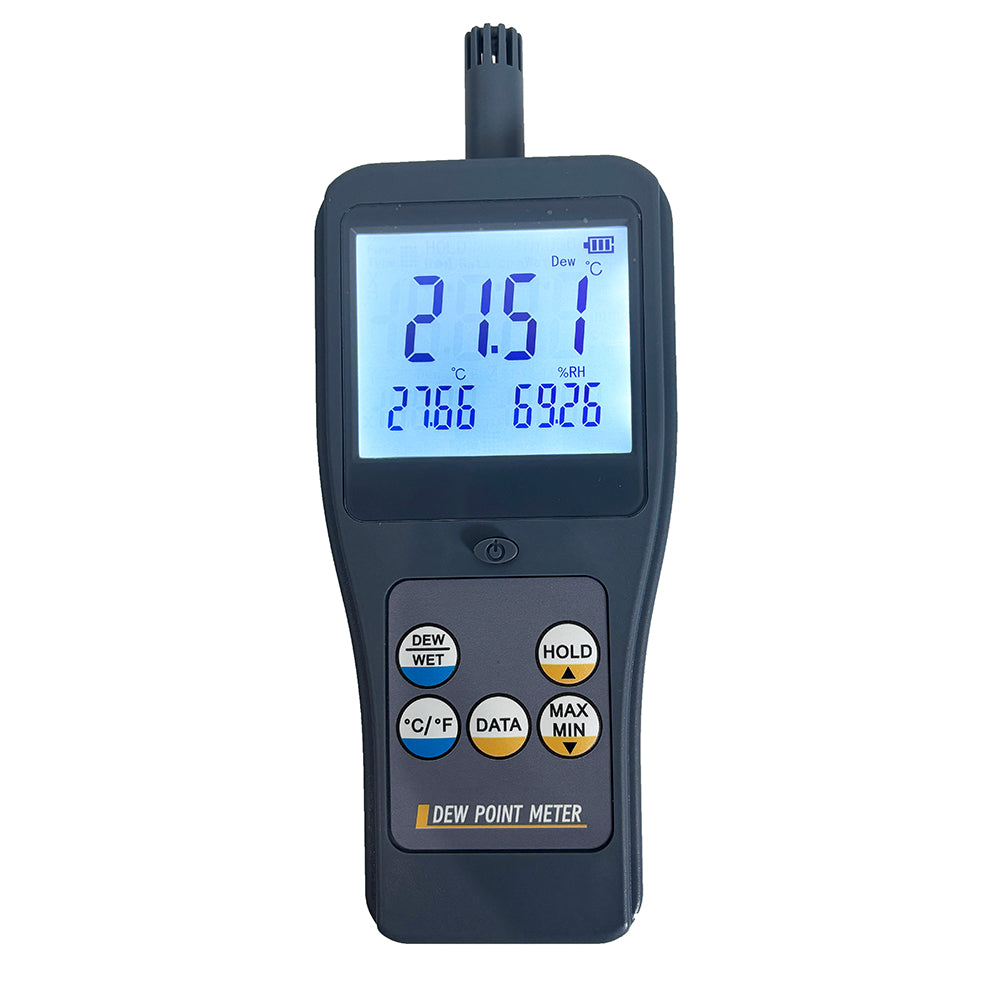 VTSYIQI Dew Point Monitors Digital Dewpoint Meter for Ambient Temperature Relative Humidity Dew Point Temperature Wet Bulb Temperature Measurement with Maximum Minimum Statistical Functions 0.01 High Resolution