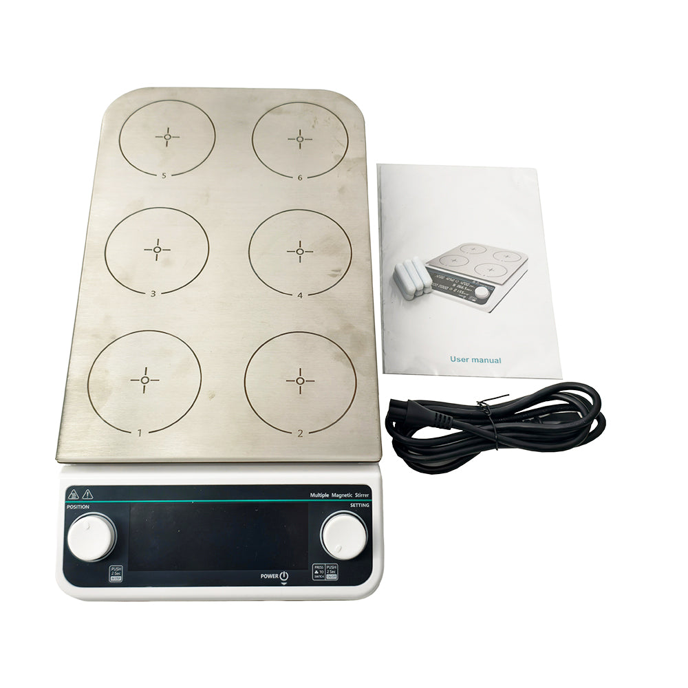 VTSYIQI Digital Multi Position Magnetic Stirrer With Heating Six-Position Heating Magnetic Stirrer with Number Of Stirring Points 6 Max Stirring Volume 6 * 500ML Plate Size 110MM Brushless Motor
