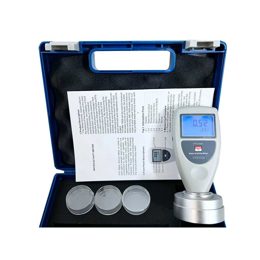 VTSYIQI Water Activity Measurement Instruments Food Water Activity Meter Tester with Digital LCD Display Measuring Range 0 to 1.0aw Accuracy ±0.02aw for Grain Fruits Vegetables Breads Biscuits Cakes Puffed Food