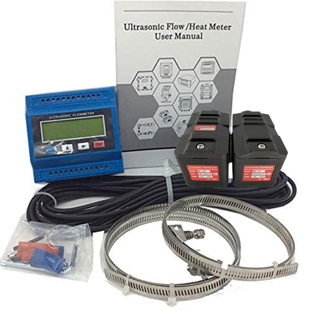 VTSYIQI Ultrasonic Flow Meter Flowmeter  With Waterproof Clamp on Transducer TM-1-HT DN50-700mm 1.97-27.56in