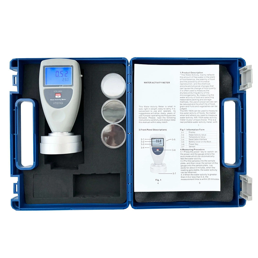 VTSYIQI Water Activity Meter Smart Food Water Activity Meter For Food Water Activity Meters Monitor With Range 0 to 1.0AW Accuracy 0.02aw LCD Digital Display