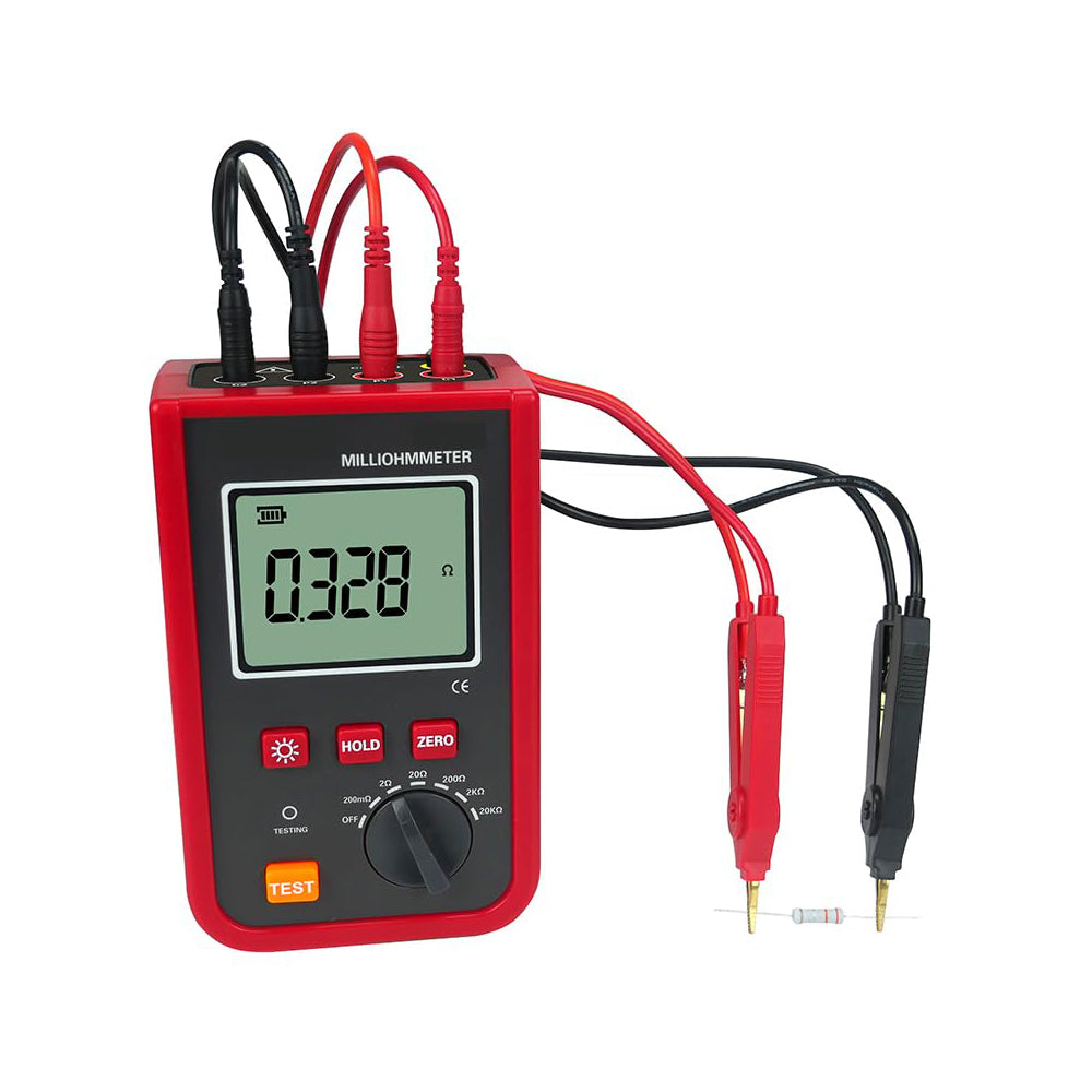 VTSYIQI Digital Micro Ohm Meter DC Low Resistance Tester with Resistance Range 1mΩ~20.0kΩ 200 Groups Data Storage  IEC61010-1 Standard for Measuring The Connection Resistance Between Conductors Connected At Ground Grids Poles