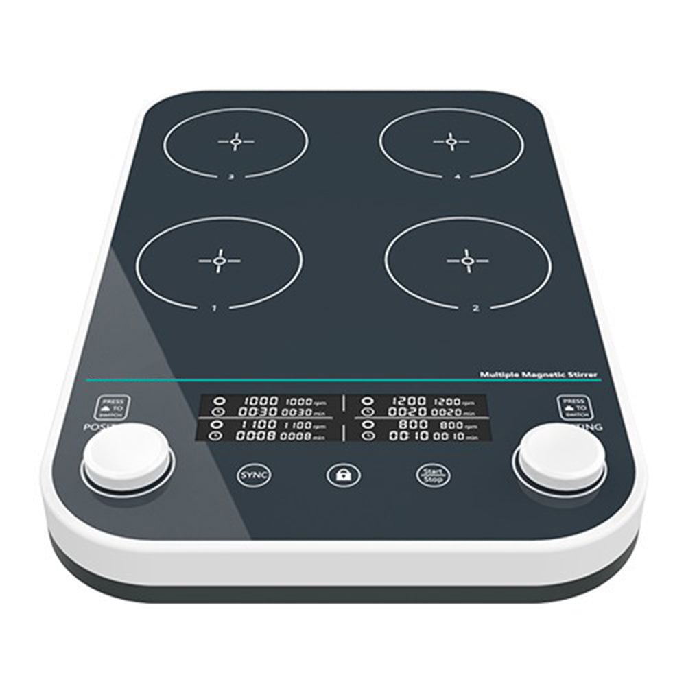 VTSYIQI Digital Multi Position Magnetic Stirrer with Number Of Mixing Stations 4 Max. Capacity 4 * 1000ml Speed Range 50-1500RPM Working Disc Size 120 * 120mm Asynchronous Control