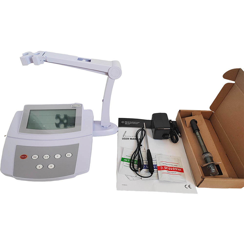 VTSYIQI Benchtop pH Meter Labrorary pH/mV Meter with Range -1.00 to 15.00 pH Resolution 0.01 pH Accuracy ±0.01 pH Range -1999 to 1999 mV Resolution 1 mV Accuracy ±1 mV Manual/Auto-read Measurement Endpoint 1 to 3 Points Calibration