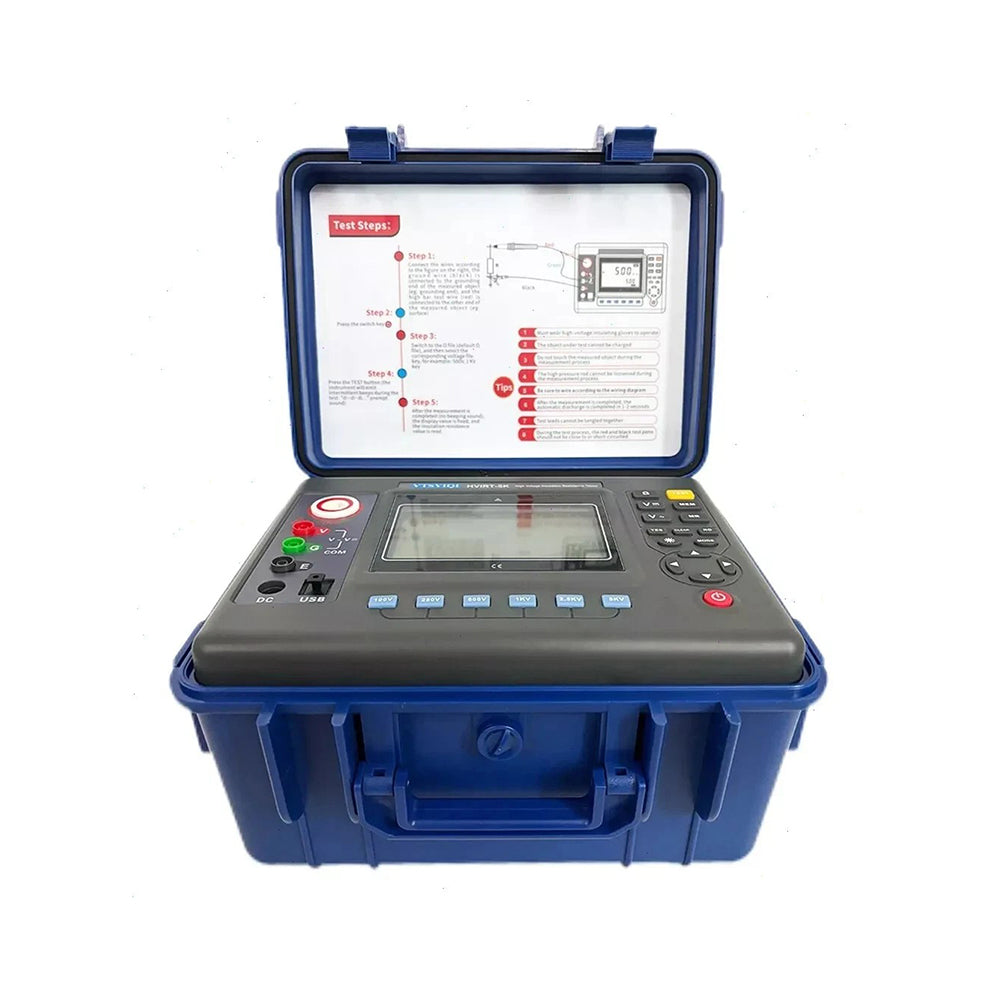 VTSYIQI High Voltage Insulation Tester 5Kv Insulation  Resistance Tester with Resistance Range 0.01MΩ to 2TΩ DC Voltage 0 to 1000V AC Voltage 0 to 750V for Motors Cables Insulating Test