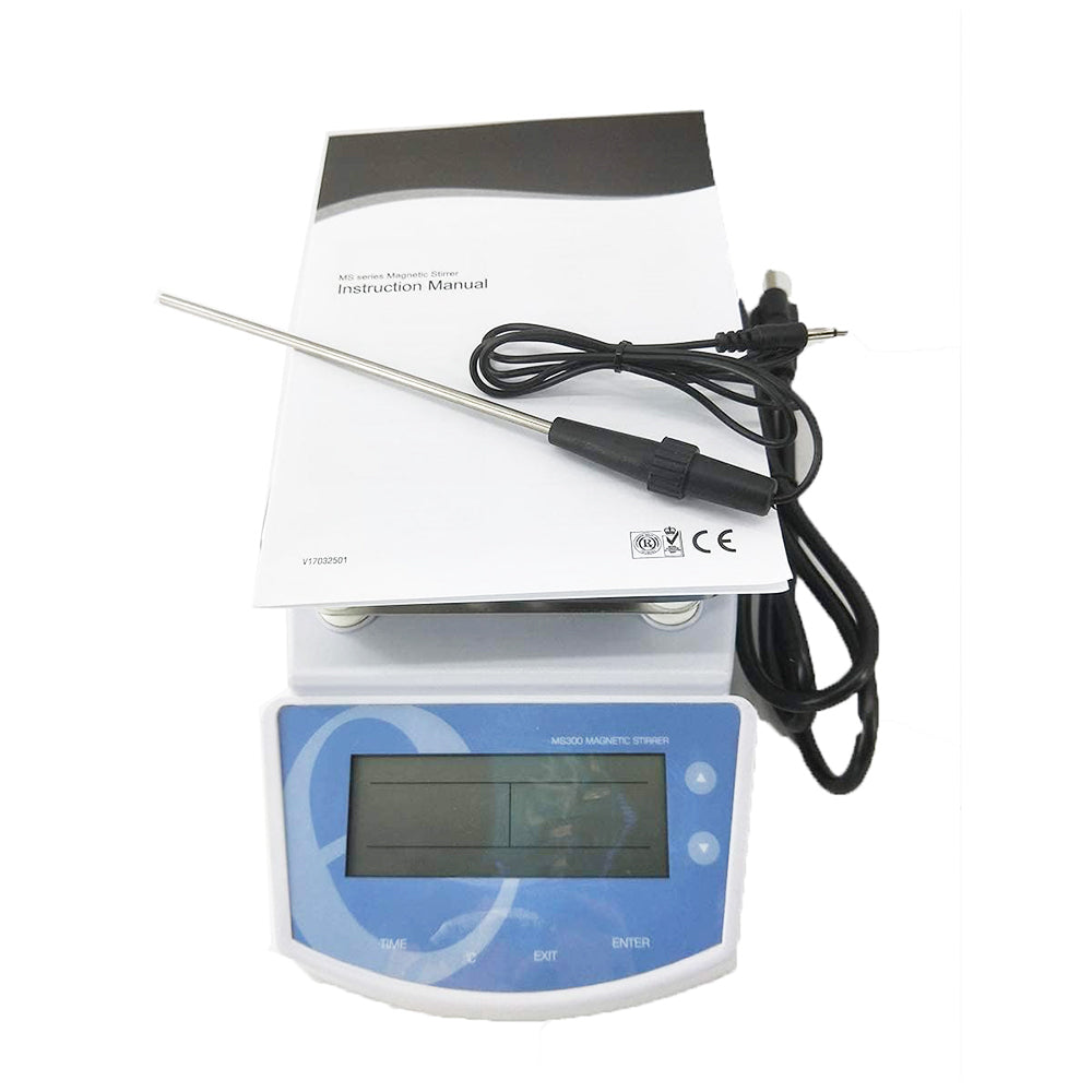 VTSYIQI Heating Magnetic Stirrer Hot Plate Magnetic Stirrer with Maximum Stirring Volume 2L Stirring Speed 0 to 1250rpm Timer Range 0 to 999 Minutes Temperature Range Room Temperature to 300°C Large Screen LCD Display