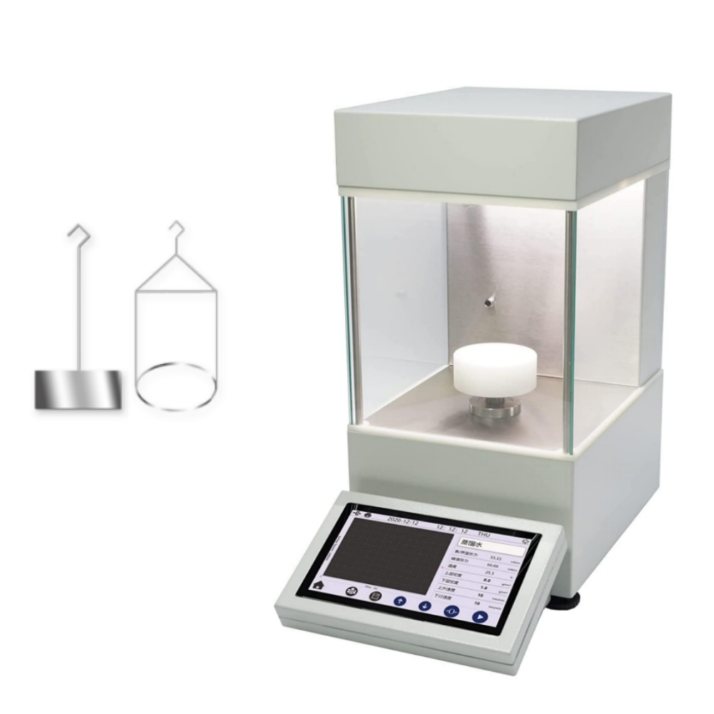 VTSYIQI Surface Tension Meter Liquid Interfacial Tension Tester with Platinum Board and Ring Range 0 to 2000 mN/m Accuracy 0.1mN/m 7 Inch Touch Screen U Disk Du Nouy Ring Method Wilhelmy Plate Method