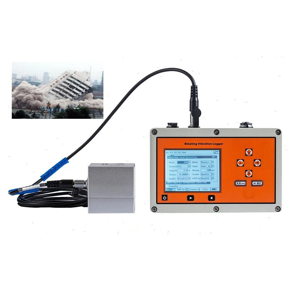 VTSYIQI Blasting Vibration Monitor Blasting Vibration Logger with Frequency Range 5-500Hz Accuracy 1% Auto Range Up to 35cm/s Resolution 0.05mV (0.5mm/s)